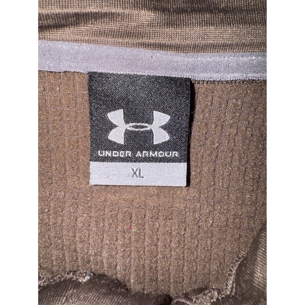 Under Armour Mens XL 1/4 Zip Pullover Brown Textured Chest Zip Golf Jacket - Picture 3 of 6